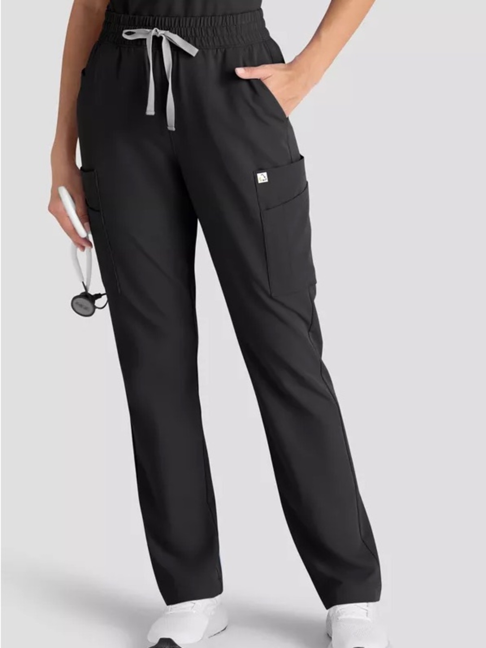 Resurge Women's Black Scrub Pants with Drawstring Waist large